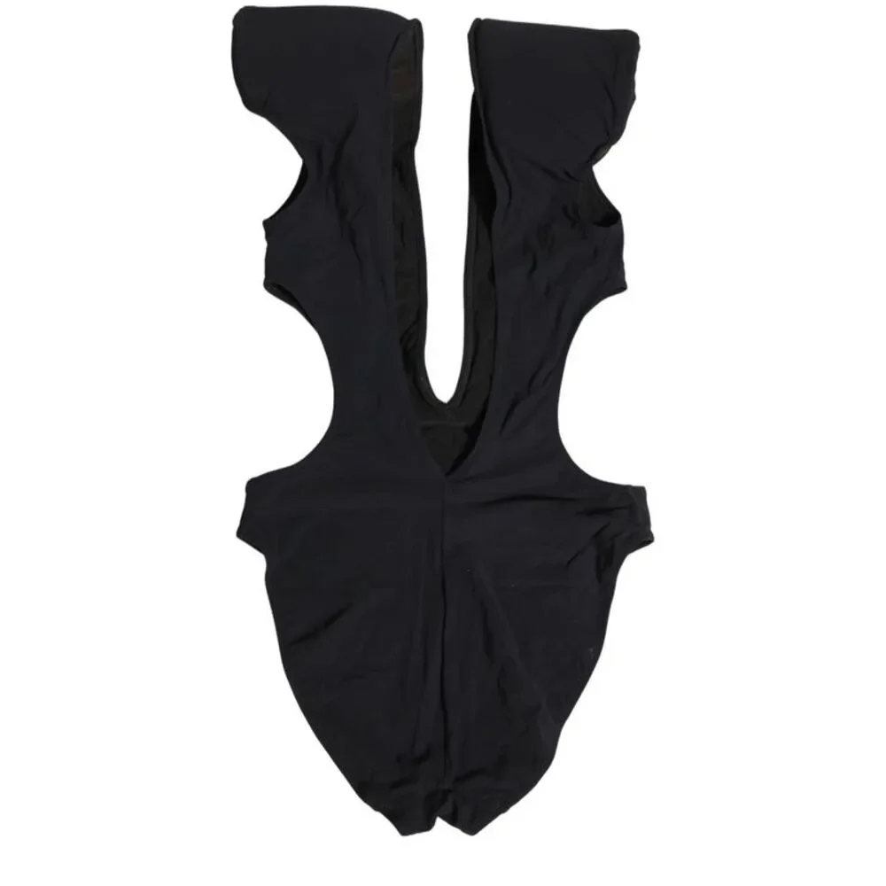 Dolce & Gabbana Black Logo Embellished Cutout One Piece Women's Swimwear - Picture 2 of 3